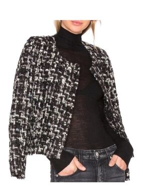 IRO Nalokie Black & White Bouclé Tweed Jacket- size 38